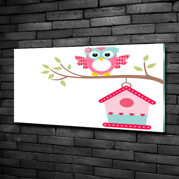 Glasbild Eule auf einem Ast