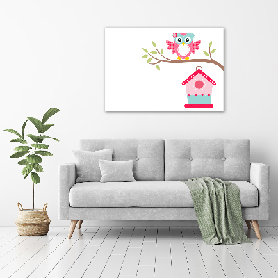 Glasbild Eule auf einem Ast