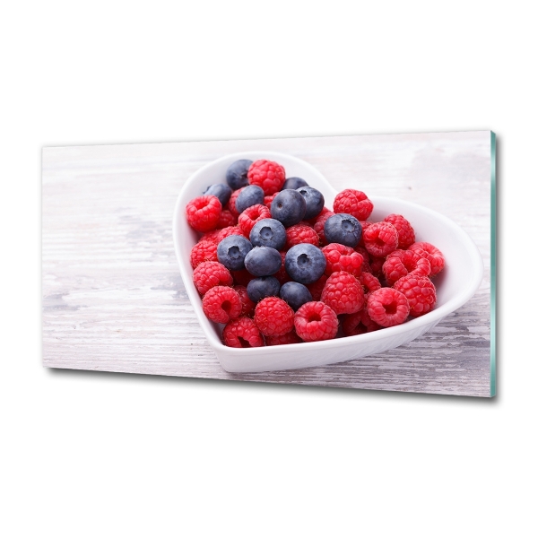 Glasbild Himbeeren und Blaubeeren