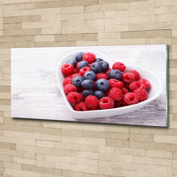 Glasbild Himbeeren und Blaubeeren