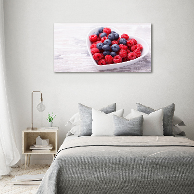 Glasbild Himbeeren und Blaubeeren
