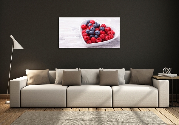Glasbild Himbeeren und Blaubeeren