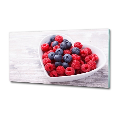 Glasbild Himbeeren und Blaubeeren