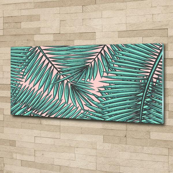 Glasbild Palmenblätter