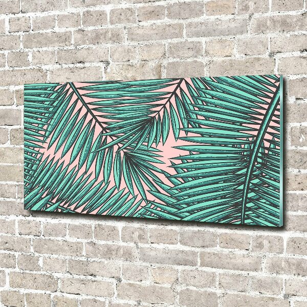 Glasbild Palmenblätter