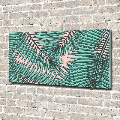 Glasbild Palmenblätter