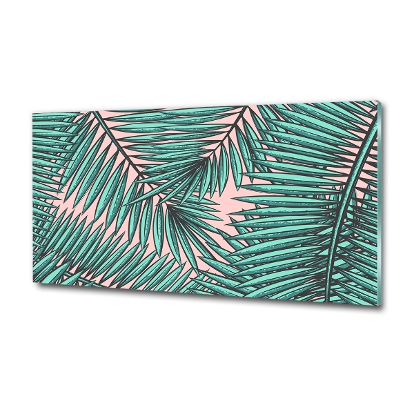 Glasbild Palmenblätter