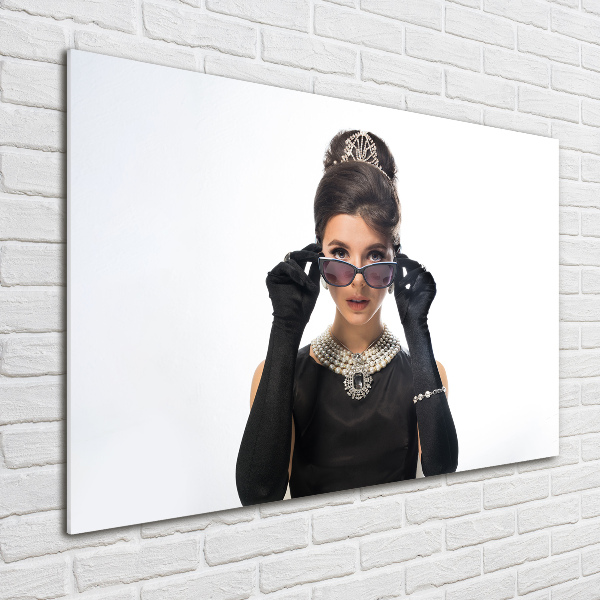 Foto glasbild Frau mit Brille