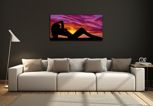 Foto glasbild Silhouette einer Frau