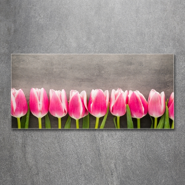 Glasbild Rosa Tulpen
