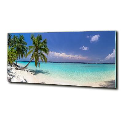 Foto glasbild Panorama des Strandes