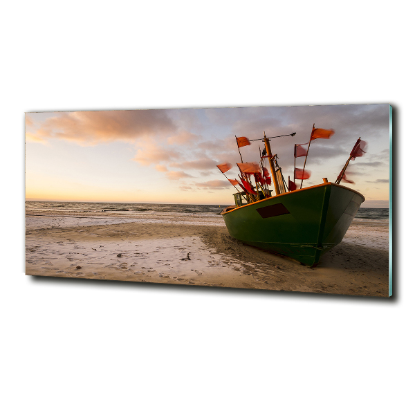 Glasbild Fischerbootstrand