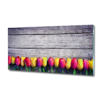 Bild auf glas Tulpen auf Holz