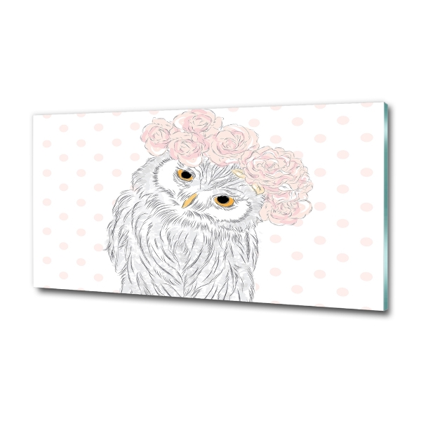 Glasbild Eule im Kranz