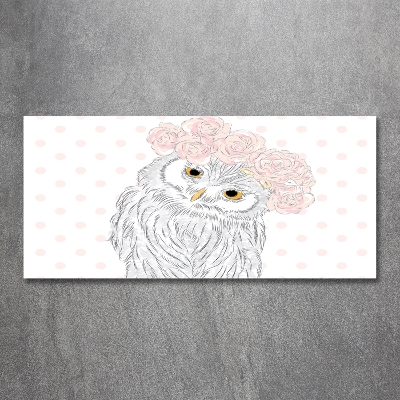 Glasbild Eule im Kranz