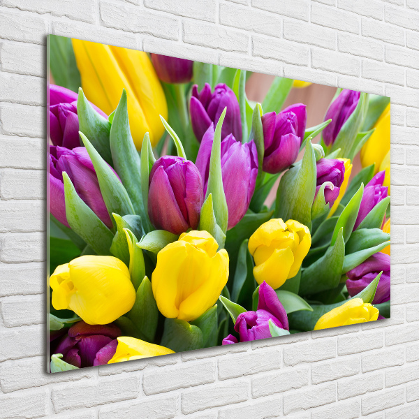 Foto glasbild Bunte Tulpen