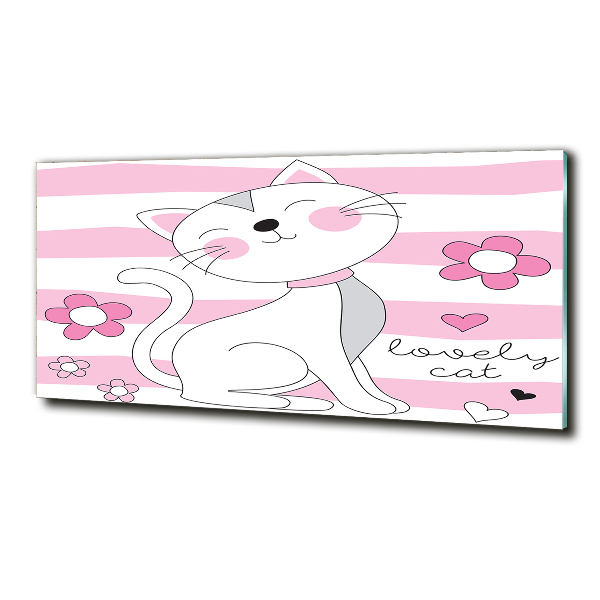 Glasbild Weiße Katze