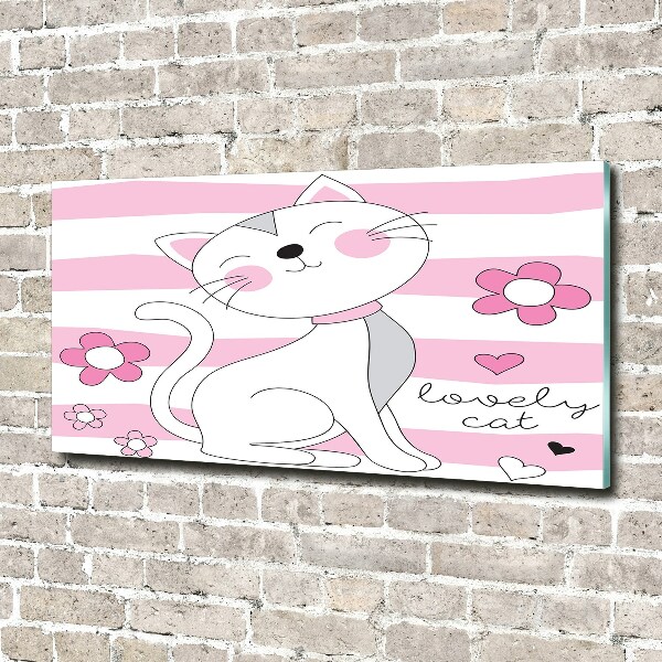 Glasbild Weiße Katze