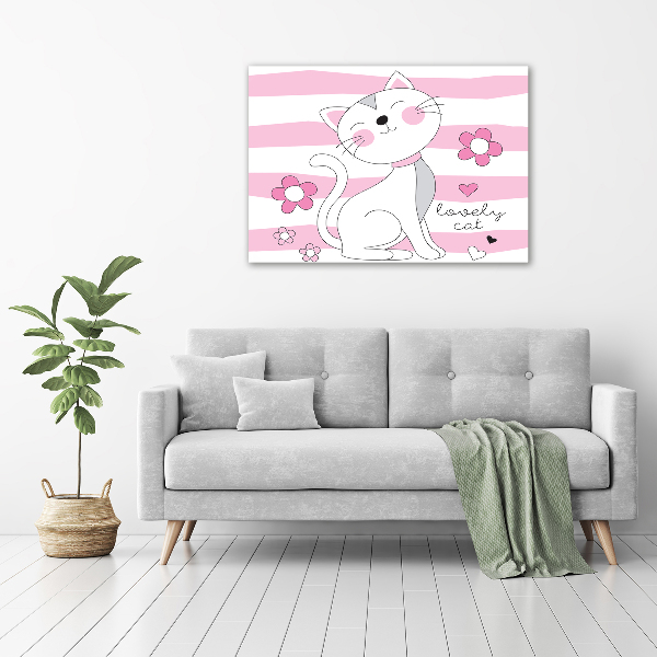 Glasbild Weiße Katze