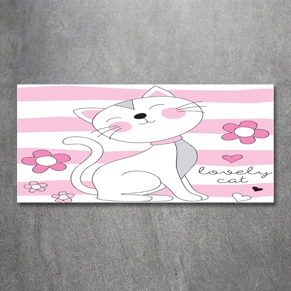 Glasbild Weiße Katze