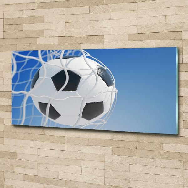 Glasbild Der Ball ist im Tor