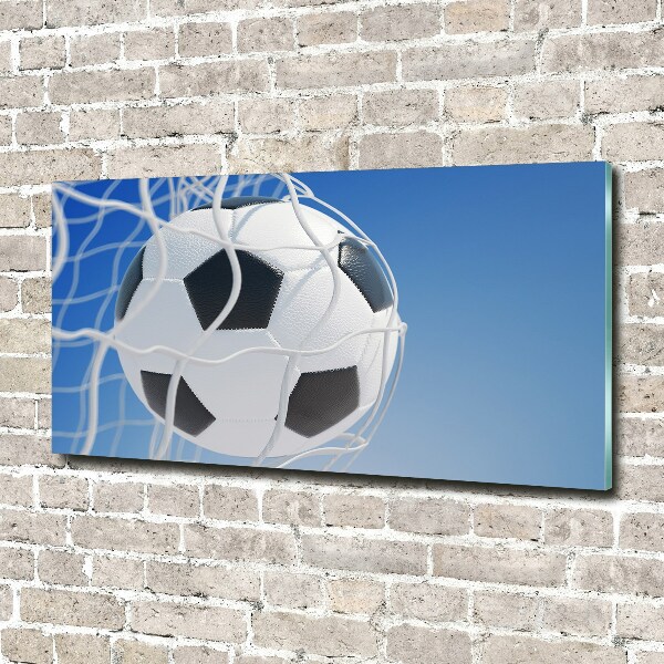 Glasbild Der Ball ist im Tor