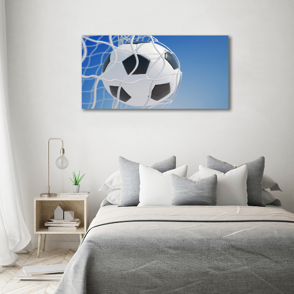 Glasbild Der Ball ist im Tor