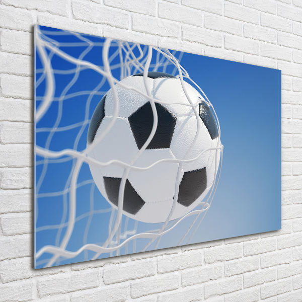 Glasbild Der Ball ist im Tor