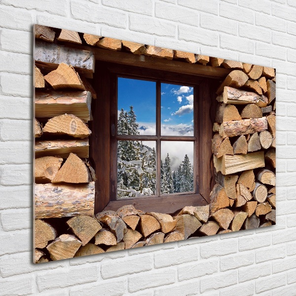 Glasbild Winter draußen vor dem Fenster