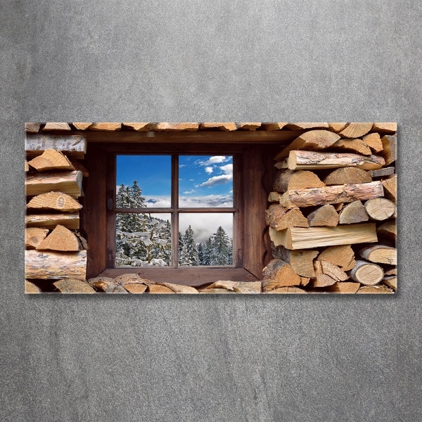 Glasbild Winter draußen vor dem Fenster