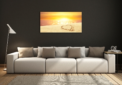 Foto glasbild Herz im Sand