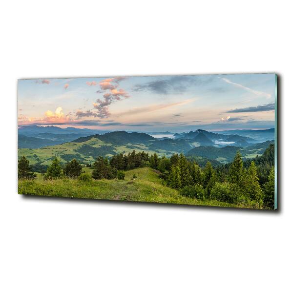 Foto glasbild Panorama der Pieniny-Berge