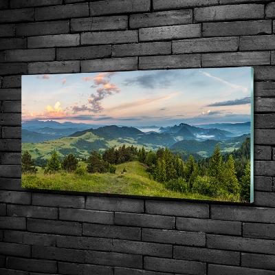 Foto glasbild Panorama der Pieniny-Berge