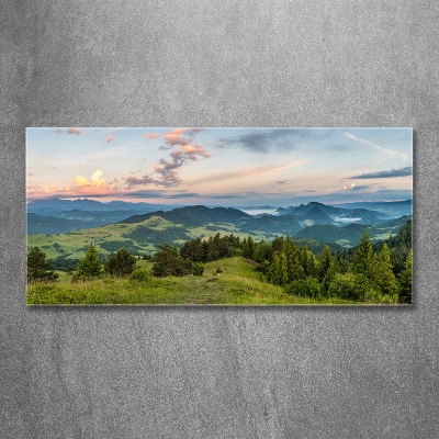 Foto glasbild Panorama der Pieniny-Berge