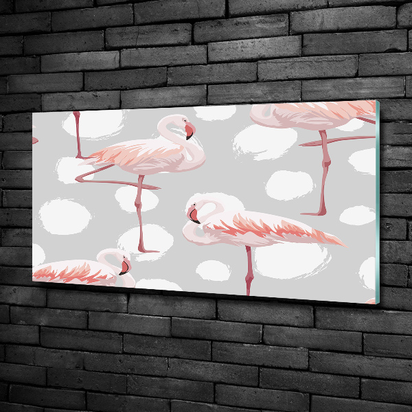 Glasbild Flamingos