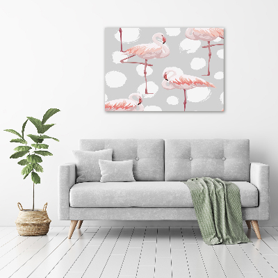 Glasbild Flamingos