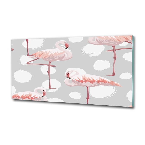 Glasbild Flamingos