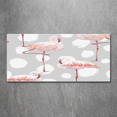 Glasbild Flamingos