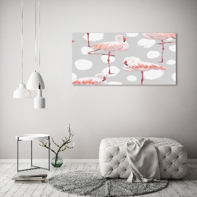 Glasbild Flamingos