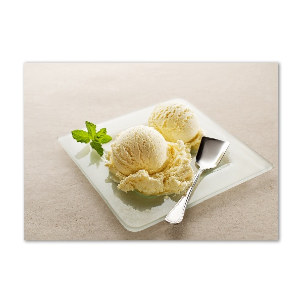 Glasbild Eiscreme auf einem Teller