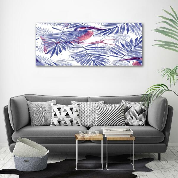 Glasbild Pflanzen und Vögel