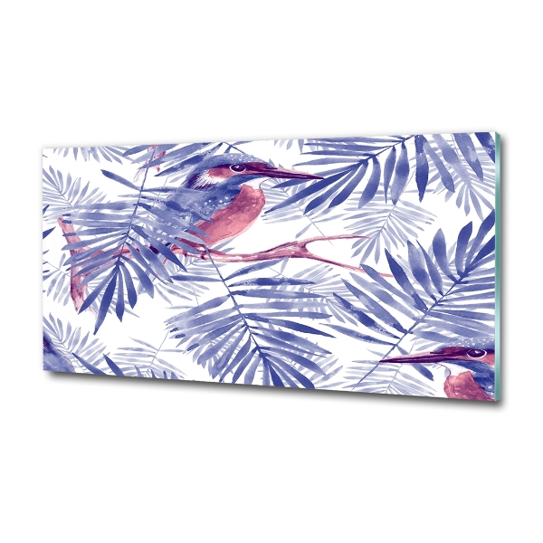 Glasbild Pflanzen und Vögel