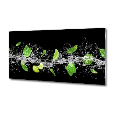 Glasbild Limette mit Minze
