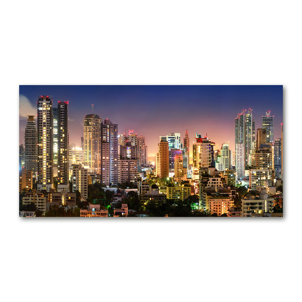 Glasbild Bangkok bei Nacht
