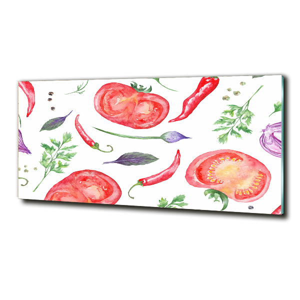 Foto glasbild Tomaten und Gewürze