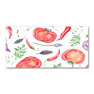 Foto glasbild Tomaten und Gewürze