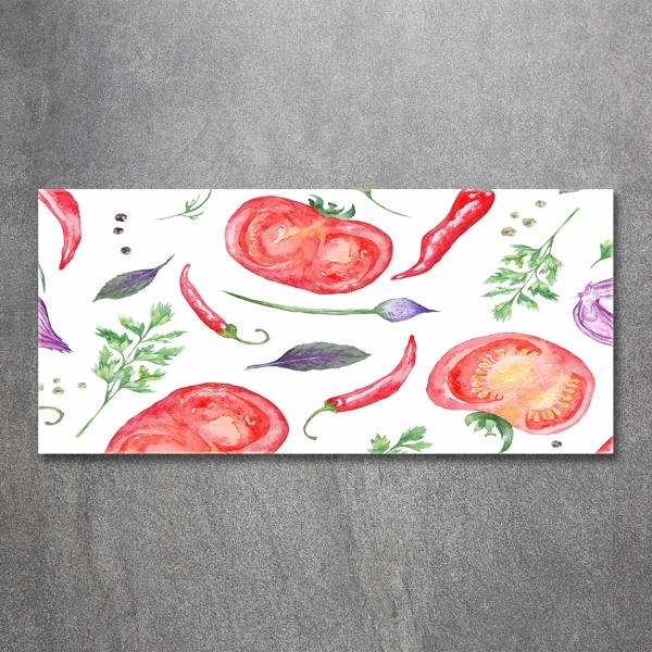 Foto glasbild Tomaten und Gewürze