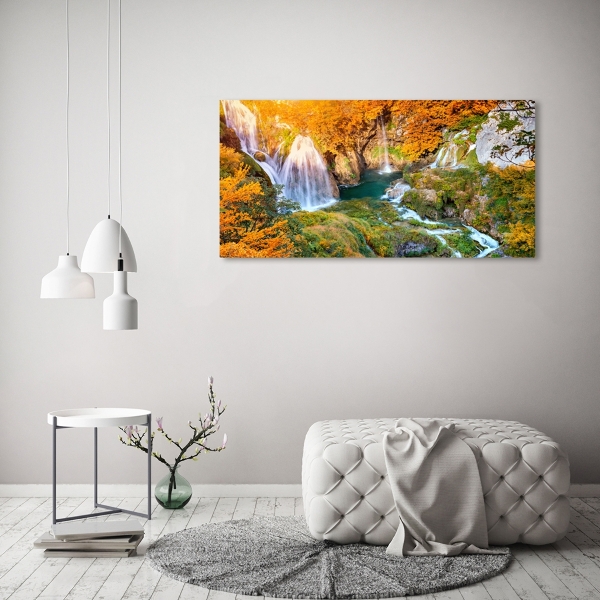 Bild auf glas Wasserfall im Herbst