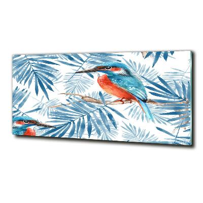 Foto glasbild Pflanzen und Vögel