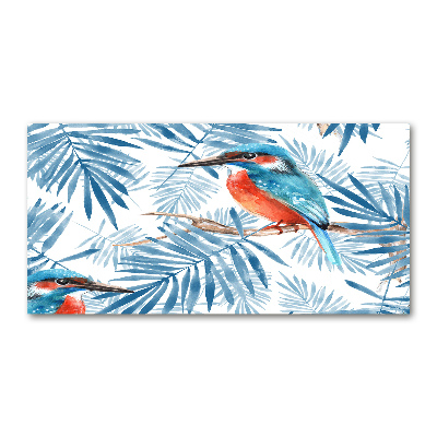 Foto glasbild Pflanzen und Vögel